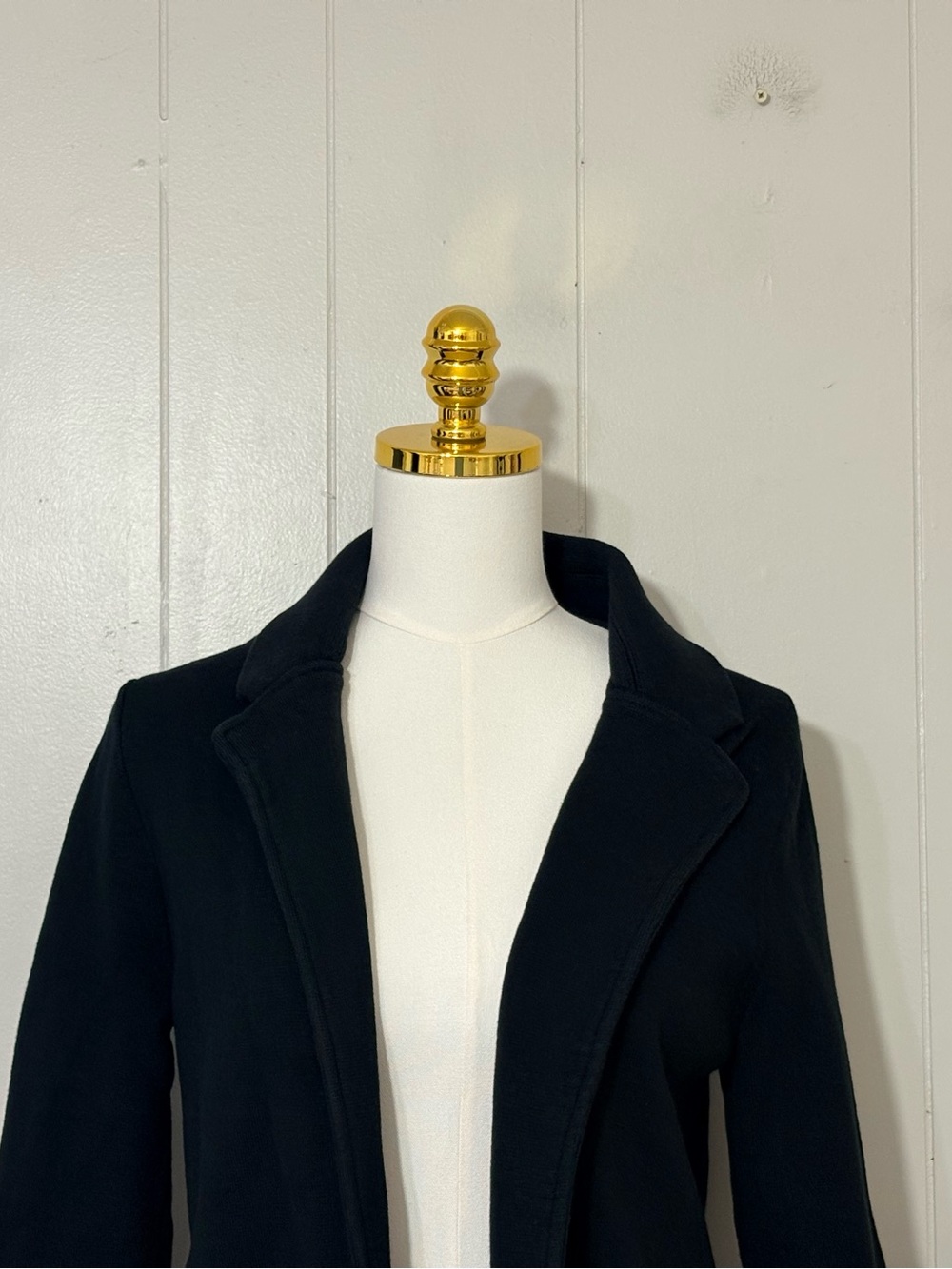 Quince 100% Organic Cotton Knit Blazer Black Size S Open Front - Picture 3 of 11